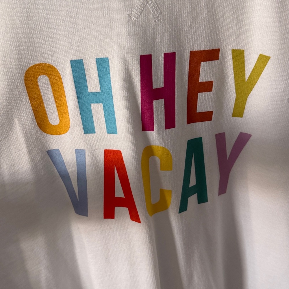 White 'OH HEY VACAY'  Sweatshirt L - Picture 2 of 8